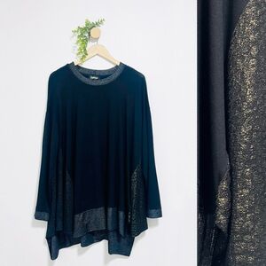 Alembika Black Metallic Lagenlook Minimalist Tunic